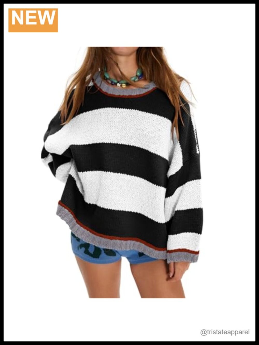 Women Colorblock Drop Shoulder Chunky Knit Acrylic Pullover Sweater